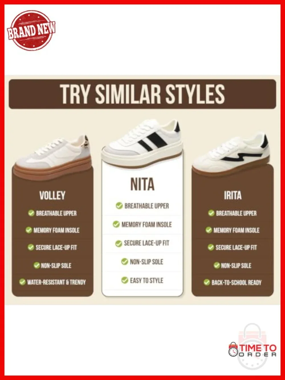 Lightweight Memory Foam Platform Sneakers with Non-Slip Sole